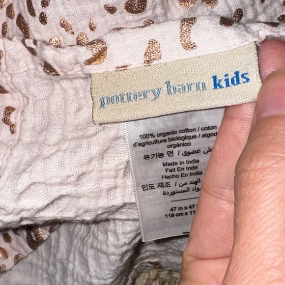 Pottery Barn Kids Pink Gold Leopard Print Organic Cotton Swaddle Blanket - Picture 3 of 4